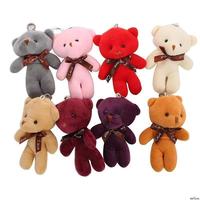 Mini ours en peluche multicolore de 12 cm en coton PP doux, porte-clés unisexe