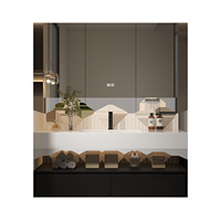 Lavabo mural en céramique monobloc sans peinture, style hôtelier minimaliste et luxueux, en pierre de quartz, pour salle de bain d'appartement