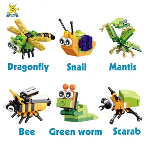 Cartoon Insecten Creatieve Bouwstenen Assembleren Vroege Educatie Puzzels Kleine Deeltjes Mini Bouwstenen Speelgoed