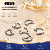 Thorrk Anneau de piercing segmenté articulé en titane ASTM F136 en forme de lune pour cartilage et nez
