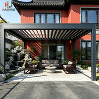 Pergola de jardin à commande intelligente, taille personnalisable, toit à lamelles réglables, imperméable, panneau LED décoratif pour garage de stationnement