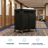 Chariot de tri des linge pliable avec roulettes pour salle de bain, en tissu