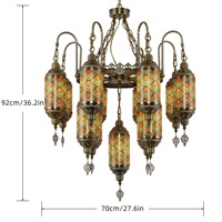 Lampes suspendues de galvanoplastie en bronze bohème de style turc matériel de haute qualité nouveau lustre en vitrail de conception
