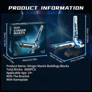 Set de Bloques de Construcción de Plástico de 3006 Piezas, Modelo de Nave Espacial Stinger Mantis de la Película <span class=keywords><strong>Guerra</strong></span> Espacial BWR101, Kit de Ladrillos para Construir, Unisex, 14+, Regalo DIY - Product Image 1