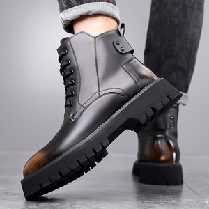 2026 New Style High-Top Chunky Toe Leather Shoes British Style Versatile Workwear & Motorcycle Ankle <b>Boots</b> - Product Image 1