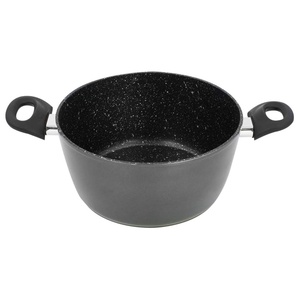 Casserole en alliage d'aluminium forgé de <span class=keywords><strong>24</strong></span> <span class=keywords><strong>cm</strong></span>, revêtement en <span class=keywords><strong>pierre</strong></span> de marbre noir antiadhésif avec couvercle en verre normal - Product Image 4