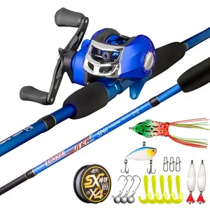 Palmer set lengkap joran pancing dan gulungan pancing, joran pancing dan reel pancing baitcasting kuat serat kaca 1.8m 2.1m, set Kombo joran dan gulungan pancing