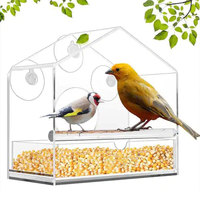 Acrylique Transparent Fenêtre Mangeoire À Oiseaux Plateau Maison D'oiseau Mangeoire Pour Animaux De Compagnie Ventouse Installation Maison Type Mangeoire