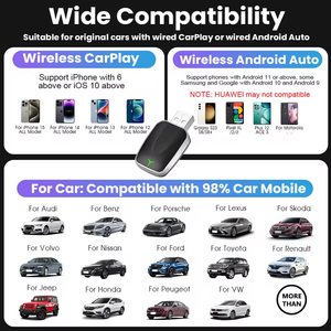 Adaptateur sans fil CarPlay 2 en <span class=keywords><strong>1</strong></span>, <span class=keywords><strong>Android</strong></span> Auto vers USB, systèmes intelligents sans fil CarPlay, adaptateur sans fil, mini boîte AI pour <span class=keywords><strong>voiture</strong></span> - Product Image 5