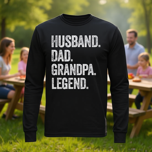 Camiseta de manga larga con gráfico vintage desgastado de Husband Dad Grandpa Legend - Product Image 3