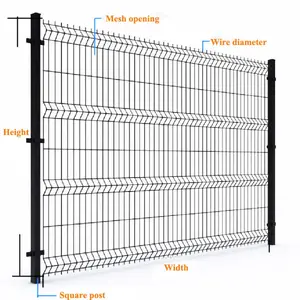 Clôture en panneaux 3D Clôture en treillis métallique incurvé Clôture de jardin Vente en gros Clôture en treillis métallique de sécurité en treillis Triangle V enduit de poudre