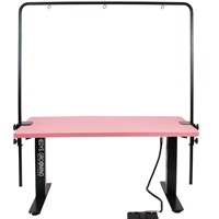 Table de toilettage pour chien de grande taille HEDYS GROOMING, réglable en hauteur, avec support pour laisse, système de levage lisse, construction en acier et contreplaqué manuel