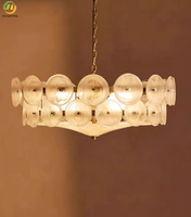 JYLIGHTING Luminaire suspendu vintage en verre rond, luminaire moderne créatif, grand lustre en verre rond