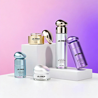 Flacon de lotion de luxe avec logo personnalisé, flacon en verre, emballage liquide pour cosmétiques, ensemble de pots et de flacons cosmétiques noirs