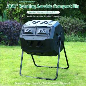 Compostador de Jardín Giratorio Doble de 160L con Diseño de Rodillo, Contenedor de Fertilizante Orgánico de Plástico <span class=keywords><strong>para</strong></span> Desechos de Exterior - Product Image 2