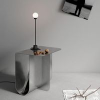 Table basse moderne minimaliste en acier inoxydable avec rangement, table d'appoint luxueuse pour salon