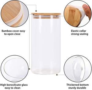 <span class=keywords><strong>Bocaux</strong></span> en verre avec couvercles en verre trempé et joints en silicone, récipients de stockage alimentaire <span class=keywords><strong>pour</strong></span> la cuisine, hermétiques, utilisables au micro-ondes, lot de 4 - Product Image 3