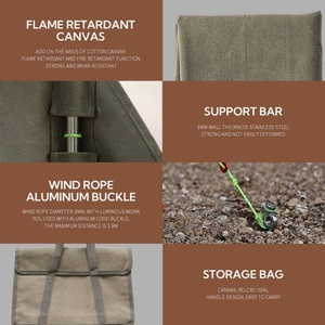 Cortina de Protección Contra el Viento para Acampar, con Marco de Acero Inoxidable y Tela de Algodón Lavado, para Fogatas - Product Image 3