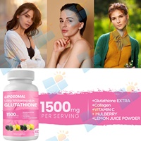 Capsules de glutathion liposomal 1500 mg à formule personnalisée, marque privée OEM, avec collagène et vitamine C pour hommes et femmes, pour éclaircir la peau
