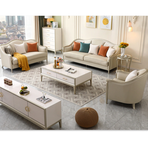 Canapé Courbé Minimaliste Américain de Luxe Léger pour Salon, Combinaison 1+2+3, Mobilier de Villa, Canapé en Cuir - Product Image 1