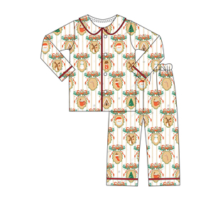 Vestiti abbinati fratelli invernali pigiama con stampa natalizia pigiama personalizzato per ragazze maschera per gli occhi in cotone a manica lunga Set per bambini - Product Image 4