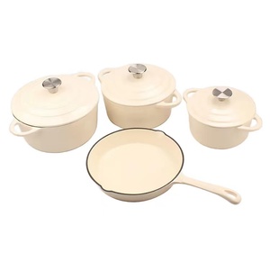 Ensemble de casseroles en fonte émaillée 4 pièces OEM d'usine 20 cm 22 cm 24 cm 26 cm, poêle <span class=keywords><strong>à</strong></span> frire, ustensiles de cuisine antiadhésifs pour <span class=keywords><strong>la</strong></span> maison - Product Image 3