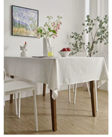 Nappe en coton pur blanc uni texturé froissé pour photographie, pique-nique, ou bureau de dortoir
