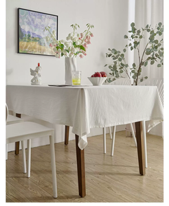 Nappe <span class=keywords><strong>en</strong></span> coton pur <span class=keywords><strong>blanc</strong></span> uni texturé froissé pour photographie, pique-nique, ou bureau de dortoir - Product Image 2