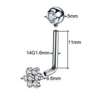 Getta 14G katı titanyum Christina Piercing halter çiçek VCH yüzük kadın dikey kaput göbek Piercing yapılan G23 malzeme - Product Image 5