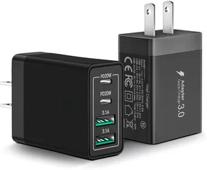 Bloc de charge rapide 40W 4 ports Dual Port QC + PD Power Brick Multiport Type C Charger Plug Adapter pour smartphones