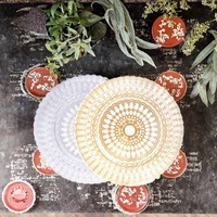 Assiettes de présentation en verre transparent, émail écologique, 13 pouces, motifs personnalisés pour fêtes, mariages et événements en plein air - Vente en gros usine