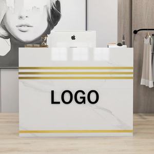 Mostrador de Recepción Simple y Moderno con Logotipo Personalizado, Pequeño Mostrador de Madera para Tienda de Ropa, Supermercado, Comercio - Product Image 3