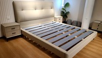 Lit King-Size en bois massif de qualité supérieure Lit de meubles en cuir robuste à triple protection Lit artistique en bois de pin