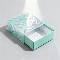 Boîte cadeau en carton transparent recyclable, logo argenté personnalisé, emballage pour chocolat, parfum, savon, boîte écologique