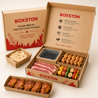 Boîte à bento réutilisable écologique pour barbecue à portion individuelle avec doublure en éponge |   Conteneur à fermeture magnétique pour barbecue au charbon de bois