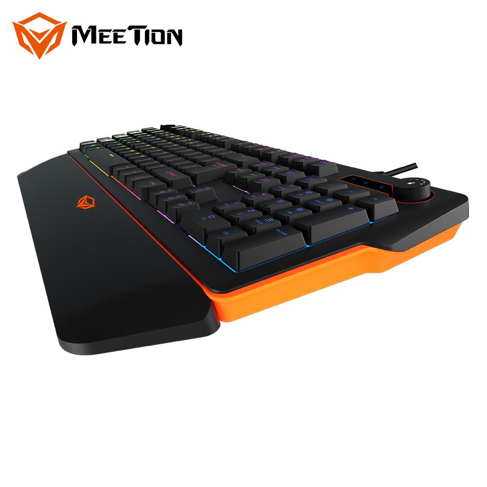 MEETION MT-K9520-Clavier de jeu filaire lumineux à membrane multimédia pleine grandeur étanche avec repose-mains