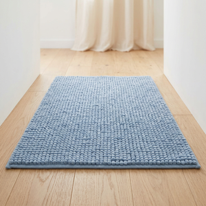 Tapis de bain en chenille rectangulaire, couleur unie, antidérapant, avec support en caoutchouc, épaisseur moyenne, style uni, pour usage domestique, lavable en machine - Product Image 3