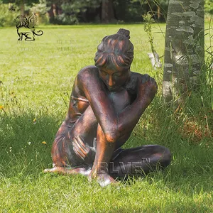 BLVE户外公园花园装饰金属人物女性雕像铸造青铜坐姿女士雕塑