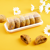 Kotak Kemasan Plastik PET Transparan dengan Tutup Putih Bening untuk Kue Gulung Swiss, Donat, Kue, Cokelat, Nampan Persegi, dan Pastry