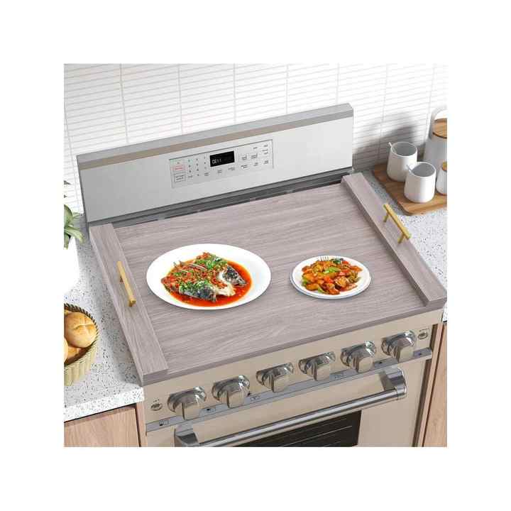 Rustic Kitchen Serving Tray Stove Top Cover and Noodle Board for Gas and Electric Stove Wooden Decorative Cook-Top Range