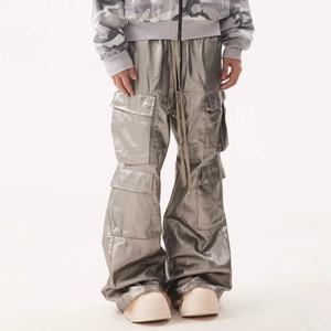 Pantalones Cargo para Hombre al por Mayor, Estilo Vintage, con Cordón en la Cintura, Múltiples Bolsillos, Recubrimiento Plateado Mate, Estilo Wasteland, Corte Bootcut - Product Image 6