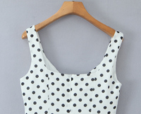 Robes longues décontractées à bretelles spaghetti à pois blancs et noirs pour femmes