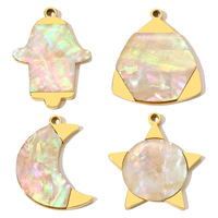 Colgante de mariposa y estrella de acero inoxidable chapado en oro vintage francés, accesorios geométricos de luna para mujer, dijes para hacer joyas DIY