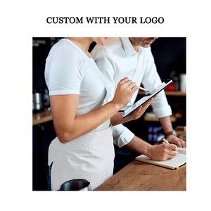Tablier personnalisé <span class=keywords><strong>de</strong></span> haute qualité avec logo pour femmes et hommes, noir, avec poches et liens, pour serveurs, serveuses, chefs et personnel d'accueil. - Product Image 6
