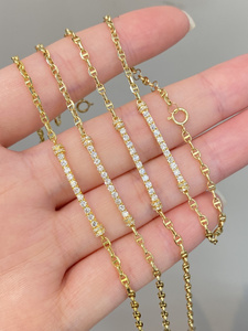 Bracelet chaîne en or véritable 18 carats AU750 avec diamants naturels pour femmes, prêt à être expédié - Product Image 1