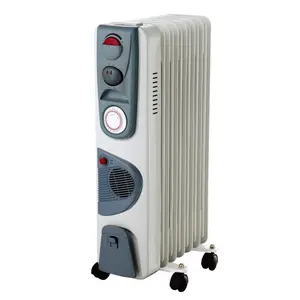BODE 1000W~2500W Hot Sale Grey Electric Room Oil Heaters With Fan Adjustable Thermostat Overheat Protection