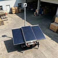 Mobil Güneş Enerjili Gözetim Treyleri Şebeke Dışı İzleme Sistemi 4G Kablosuz İletim İnşaat Madencilik Çiftlik Güvenliği