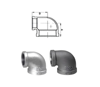 Coude réducteur en fonte malléable ASME B16.3 Classe 300, 90 degrés, raccord fileté robuste, étanche et résistant à la corrosion