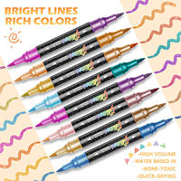 Ensemble de stylos marqueurs à paillettes à double embout imperméables Giorgione 12 couleurs, en plastique, à base d'eau, pointe de pinceau douce pour une écriture fluide, pour enfants