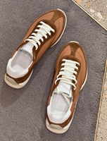 Chaussures de sport décontractées rétro couleur noisette, légères, respirantes, souples, toutes saisons, doublure en cuir véritable, à lacets